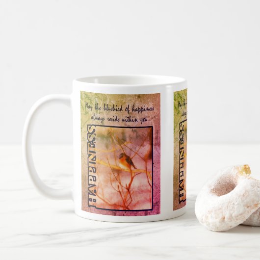 Bluebird of Happiness Art Inspiration Kaffeetasse (Mit Donut)