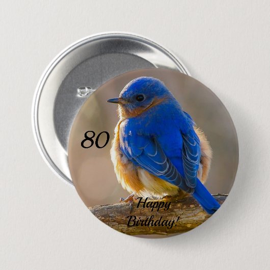 Bluebird of Happiness Birthday Button (Vorne & Hinten)
