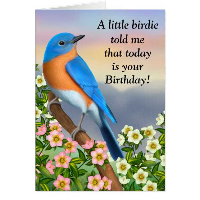 Bluebird of Happiness Birthday Card (Vorne)
