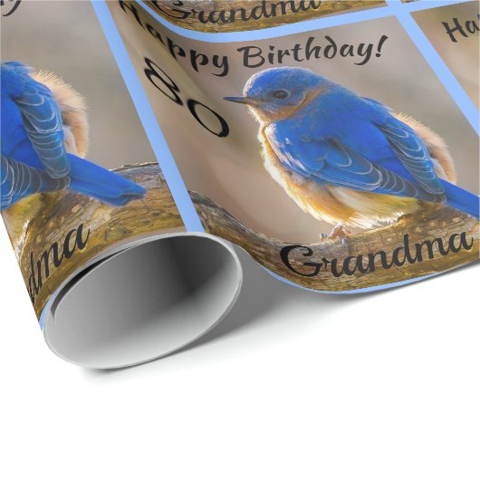 Bluebird of Happiness Birthday Personalize Name Geschenkpapier (Rolleneckpunkt)
