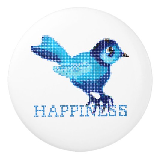 Bluebird of Happiness Folk Keramikknauf (Vorderseite)
