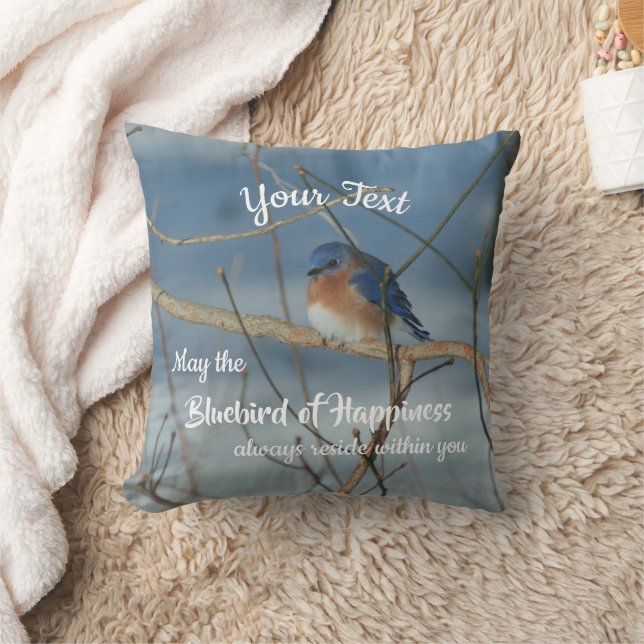 Bluebird Of Happiness Inspirational Personalized   Kissen (Decke)
