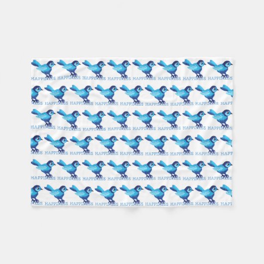 Bluebird of Happiness-Muster Fleecedecke (Vorderseite (Horizontal))