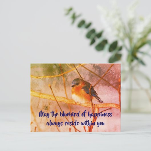Bluebird of Happiness Nature Art Postcard Postkarte (Stehend Vorderseite)
