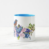 Bluebird of Happiness Personalisiert Floral Tasse (Zentrum)