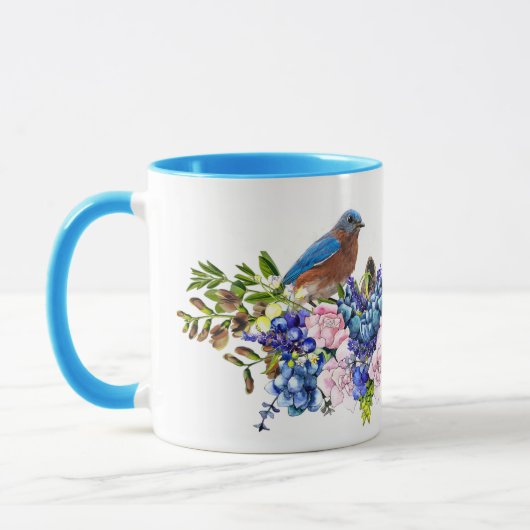 Bluebird of Happiness Personalisiert Floral Tasse (Links)