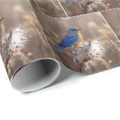 Bluebird on a Milkweed Pod Geschenkpapier (Rolleneckpunkt)