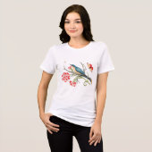 Bluebird on carnations Tri-Blend shirt (Vorderseite voll)