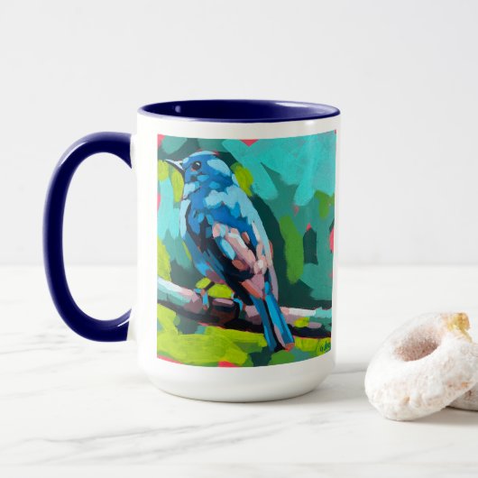 Bluebird Painting - Gift for Bird Lovers Tasse (Mit Donut)
