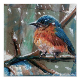 Bluebird Painting Winter Art Fotodruck