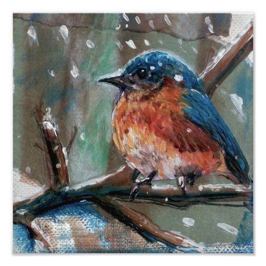 Bluebird Painting Winter Art Fotodruck (Vorne)