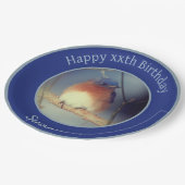 Bluebird Personalisiert Happy Birthday Pappteller (Schrägansicht)