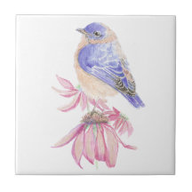 Bluebird Rosa Blume Vogelkunst