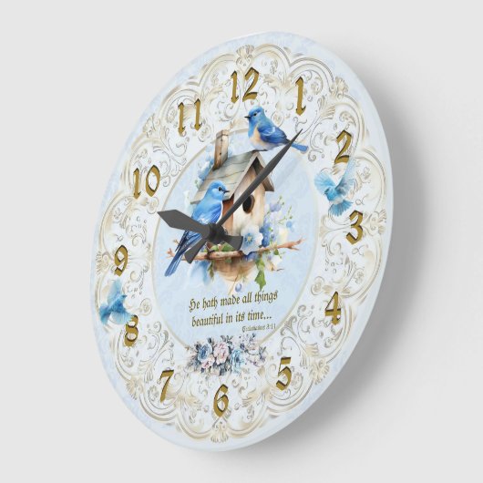 Bluebird Scripture Clock Birdhouse Ecclesiastes Große Wanduhr (Winkel)