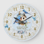 Bluebird Scripture Clock Birdhouse Ecclesiastes Große Wanduhr (Vorderseite)