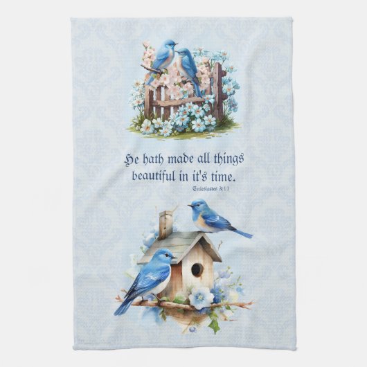 Bluebird Scripture Handtuch Birdhouse Ecclesiastes (Vertikal)