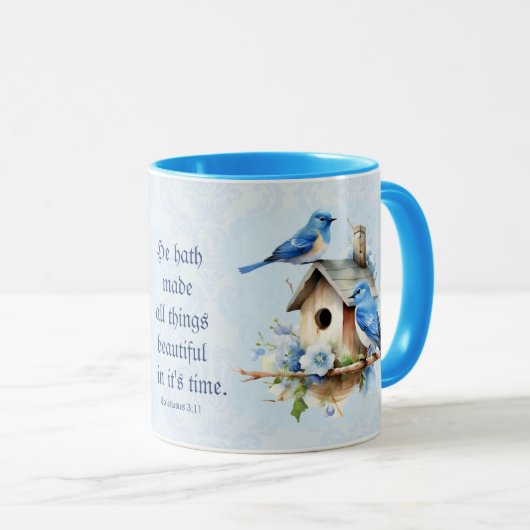 Bluebird Scripture Tasse Birdhouse Ecclesiastes (VorderseiteRechts)