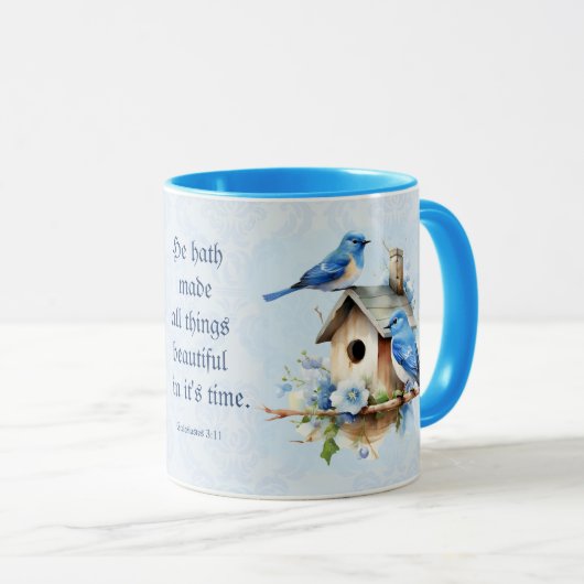 Bluebird Scripture Tasse Birdhouse Ecclesiastes (VorderseiteRechts)