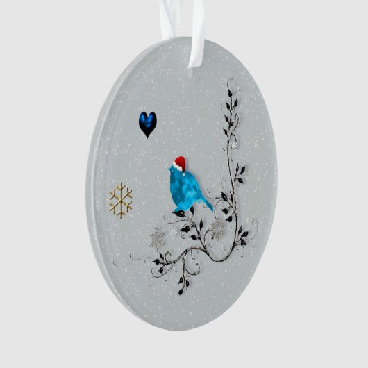Bluebird sieht Weihnachts-Herz 2 Ornament (Vorderseite)