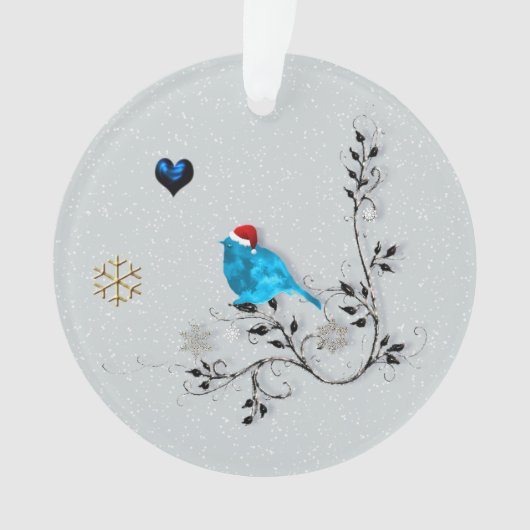 Bluebird sieht Weihnachts-Herz 2 Ornament (Vorderseite)