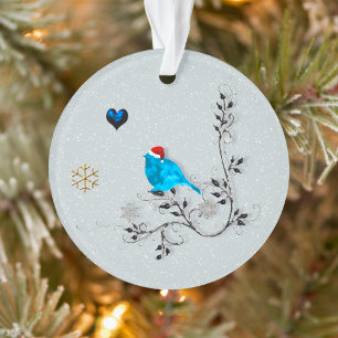 Bluebird sieht Weihnachts-Herz 2 Ornament
