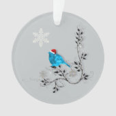 Bluebird sieht Weihnachts-Schneeflocke Ornament (Vorderseite)