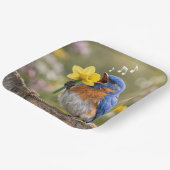 Bluebird Singing Into a Yellow Daffodil Pappteller (Gewinkelt)