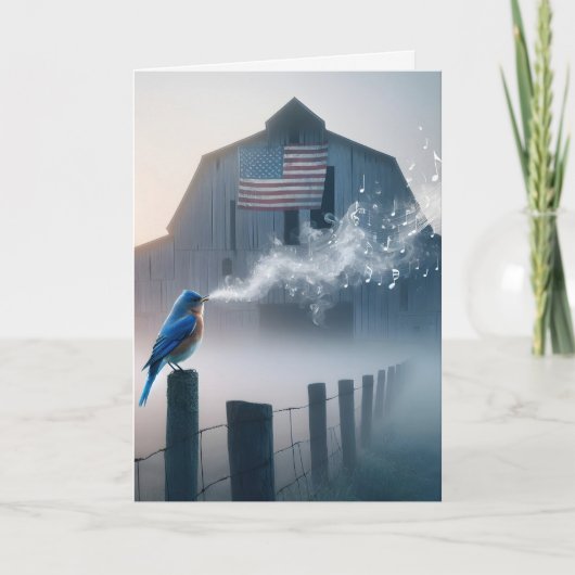 Bluebird singt auf einem Bauernzaun Karte (Vorderseite)