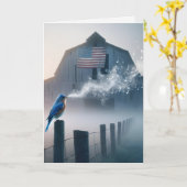 Bluebird singt auf einem Bauernzaun Karte (Gelbe Blume)