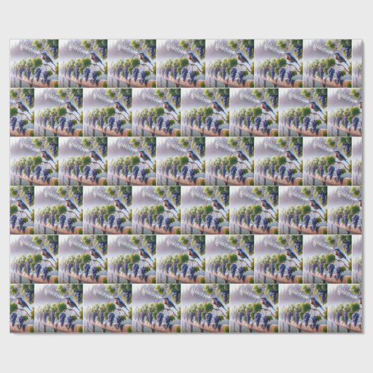 Bluebird singt auf einem Grapevine Geschenkpapier (Flach)