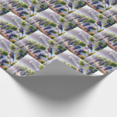 Bluebird singt auf einem Grapevine Geschenkpapier (Ecke)