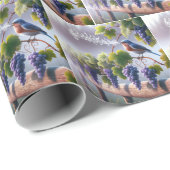 Bluebird singt auf einem Grapevine Geschenkpapier (Rolleneckpunkt)