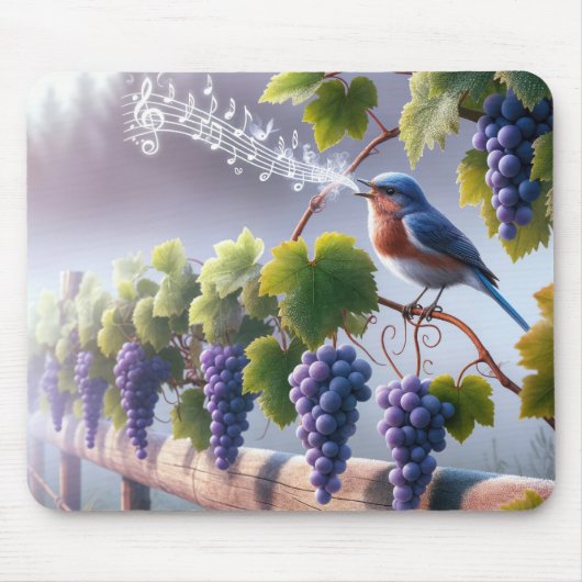 Bluebird singt auf einem Grapevine Mousepad (Vorne)