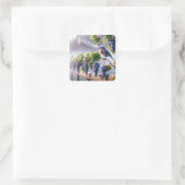 Bluebird singt auf einem Grapevine Quadratischer Aufkleber (Tasche)