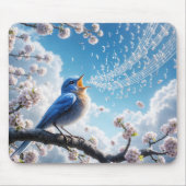 Bluebird singt auf einem Kirschbaumzweig Mousepad (Vorne)