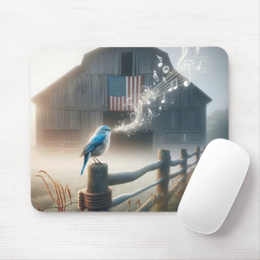 Bluebird singt auf einem Landzaun Mousepad (Mit Mouse)