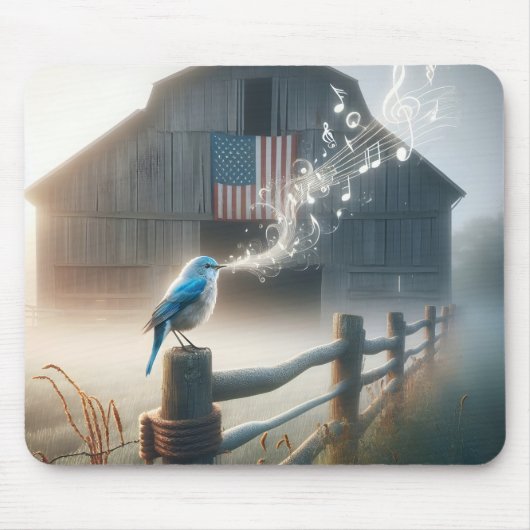 Bluebird singt auf einem Landzaun Mousepad (Vorne)