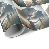 Bluebird singt auf Zaun Post Geschenkpapier (Rolleneckpunkt)