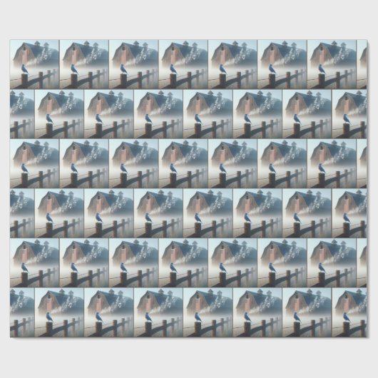 Bluebird singt in Morgennebel Geschenkpapier (Flach)