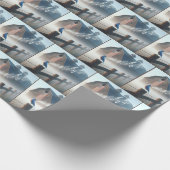 Bluebird singt in Morgennebel Geschenkpapier (Ecke)