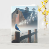 Bluebird singt in Morgennebel Karte (Gelbe Blume)