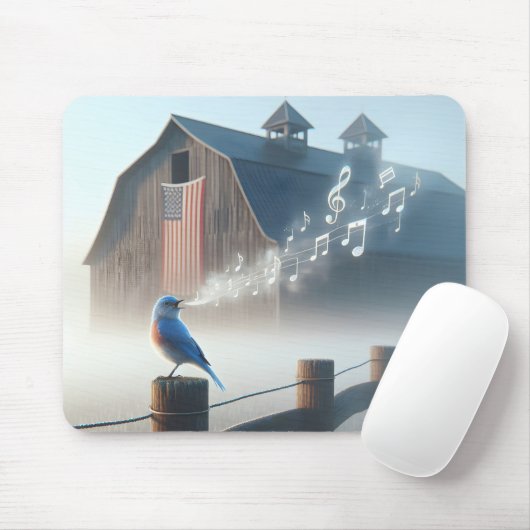 Bluebird singt in Morgennebel Mousepad (Mit Mouse)