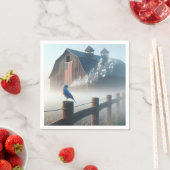 Bluebird singt in Morgennebel Serviette (Beispiel)