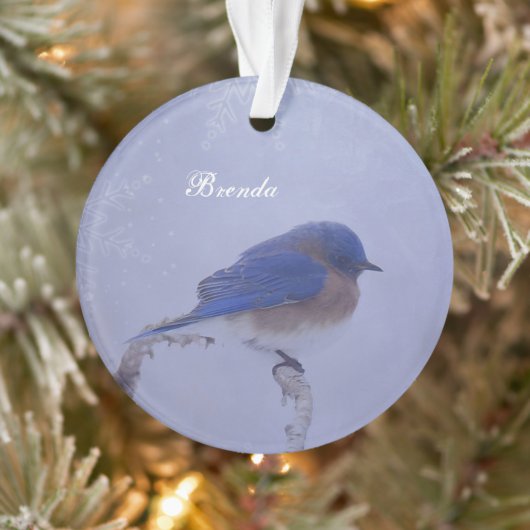 Bluebird Snowy Trees in Winter Ornament (Baum)