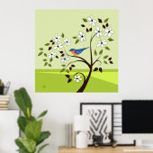 Bluebird Spring Landschaft Poster (Heimbüro)