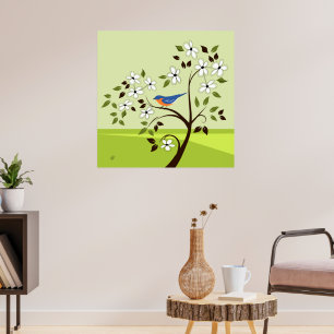Bluebird Spring Landschaft Poster