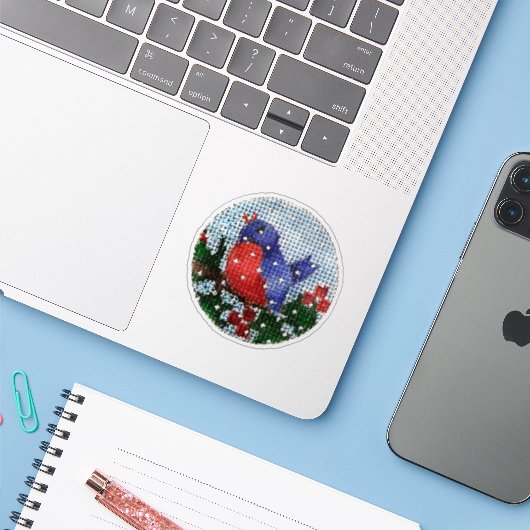 Bluebird-Sticker Aufkleber (Laptop mit iPhone)