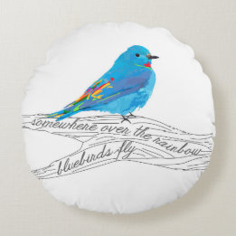 Bluebird Throw Kissen, irgendwo über dem Regenboge Rundes Kissen