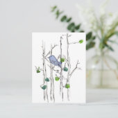 Bluebird Trees Pen und Tinte Zeichnend Natur Art Postkarte (Stehend Vorderseite)