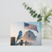 Bluebird und American Flag Vielen Dank Postkarte (Stehend Vorderseite)